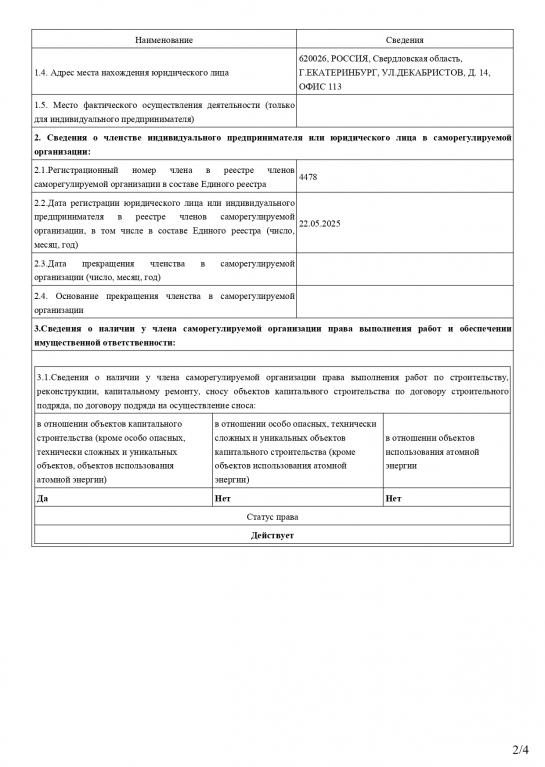 Выписка СРО НОСТРОЙ стройка СЦ Элеком от 23.05.2025, стр.2