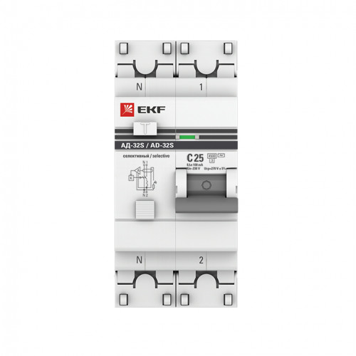 АД-32 1P+N (S) 25А (С) 100мА тип (АС) эл. 4,5кА EKF PROxima