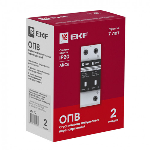 Ограничитель импульсных напряжений ОПВ-C/2P In 20кА 385В с сигн. EKF 