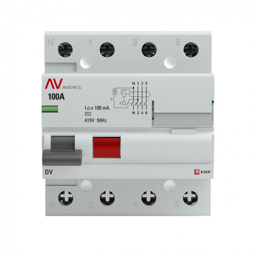 DV 4P 100А/100мА (AC) EKF AVERES