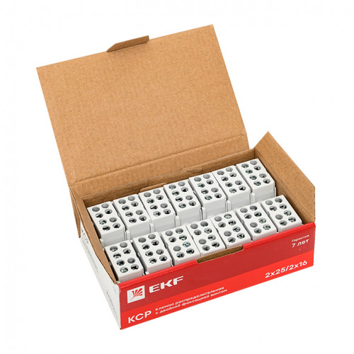 Клемма распределительная КСР с двойным винтом 2x25/2x16 серая EKF