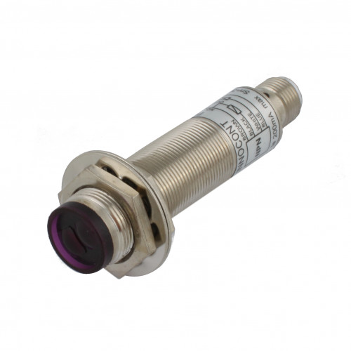 INNOCONT Фотодатчик диффузионный, М18x1, зона срабатывания до 30 см, -10 +60 С, 12…24 VDC, IP67, выход: NPN NO + NC, макс. ток 200 мА, время реакции 3 мс, разъем М12 PESL-D18-NOC30D (connecto