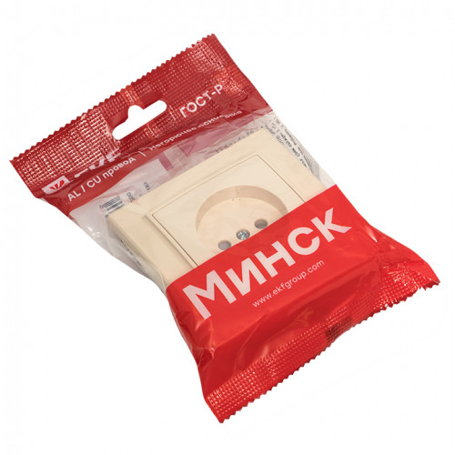 Минск Розетка 1-мест. СП б/з 10 А с защ. штор. бежевый EKF