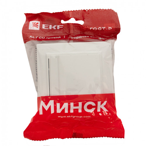 Минск Розетка 1-мест. СП с/з с крышкой 16А бел. с защ. штор. IP44 EKF