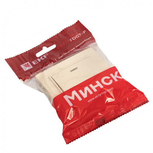 Минск Выключатель 1-кл. СП, с индикатором 10А, бежевый EKF